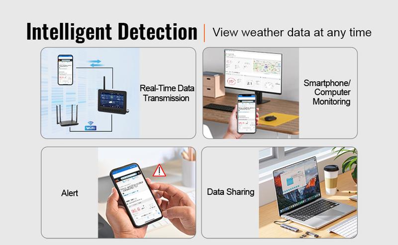 VEVOR 7-in-1 Wireless Weather Station with Wi-Fi,  7" TFT Colorful Display, Solar-Powered Outdoor Sensor, Indoor & Outdoor Monitoring, Includes Temperature, Humidity, Wind Speed/Direction, and Rainfall