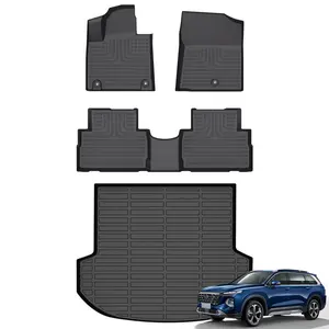 COLANAT for Hyundai Santa Fe 2021-2023 Floor Mats & Cargo Liner Set (Gas Only,Not for Hybrid/19-20), 3D Custom Fit All-Weather Car Liners, High-Wall Waterproof, Eco-Friendly Odorless, Non-Slip, Scratch-Resistant, Durable, Easy Clean