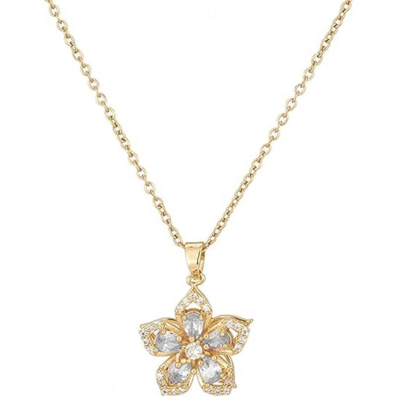 Fashion Lucky Five-Petal Flower Pendant Necklace Sparkle Gold Zircon 360° Rotatable Chic Daily Accessory Luxury Elegant Perfect Valentine's Day Gift Fashion Lucky Five-Petal Flower Pendant Necklace Sparkle Gold Zircon 360° Rotatable Chic Daily Accessory Luxury Elegant Perfect Valentine's Day Gift