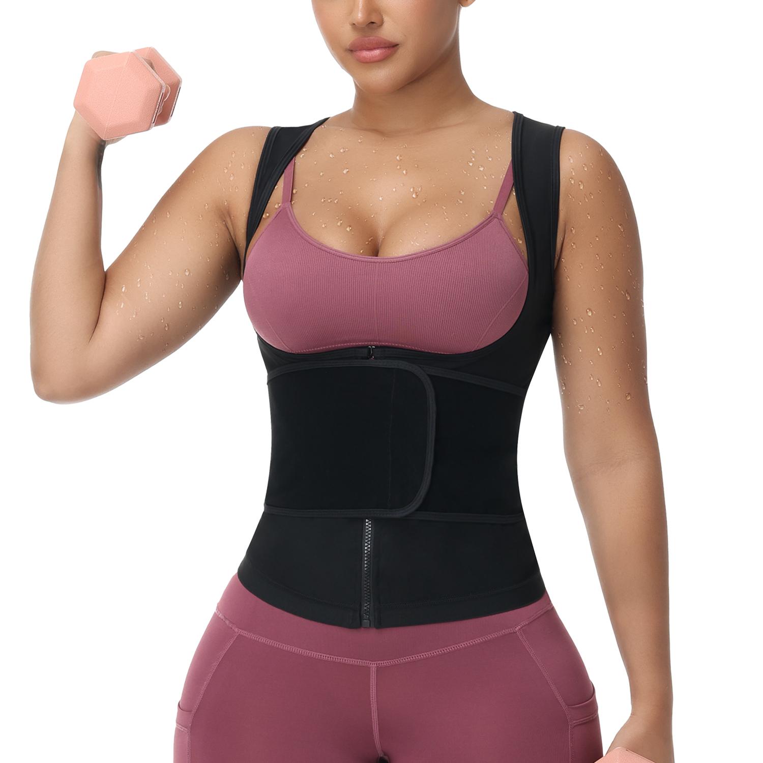 Women's Adjustable Zipper Sauna Tank Top, Tummy Control Shapewear Sleeveless Sauna Waist Trainer Vest Shirt for Women, Lady Workout Yoga Gym Exercise Clothing, Fajas Para Mujer