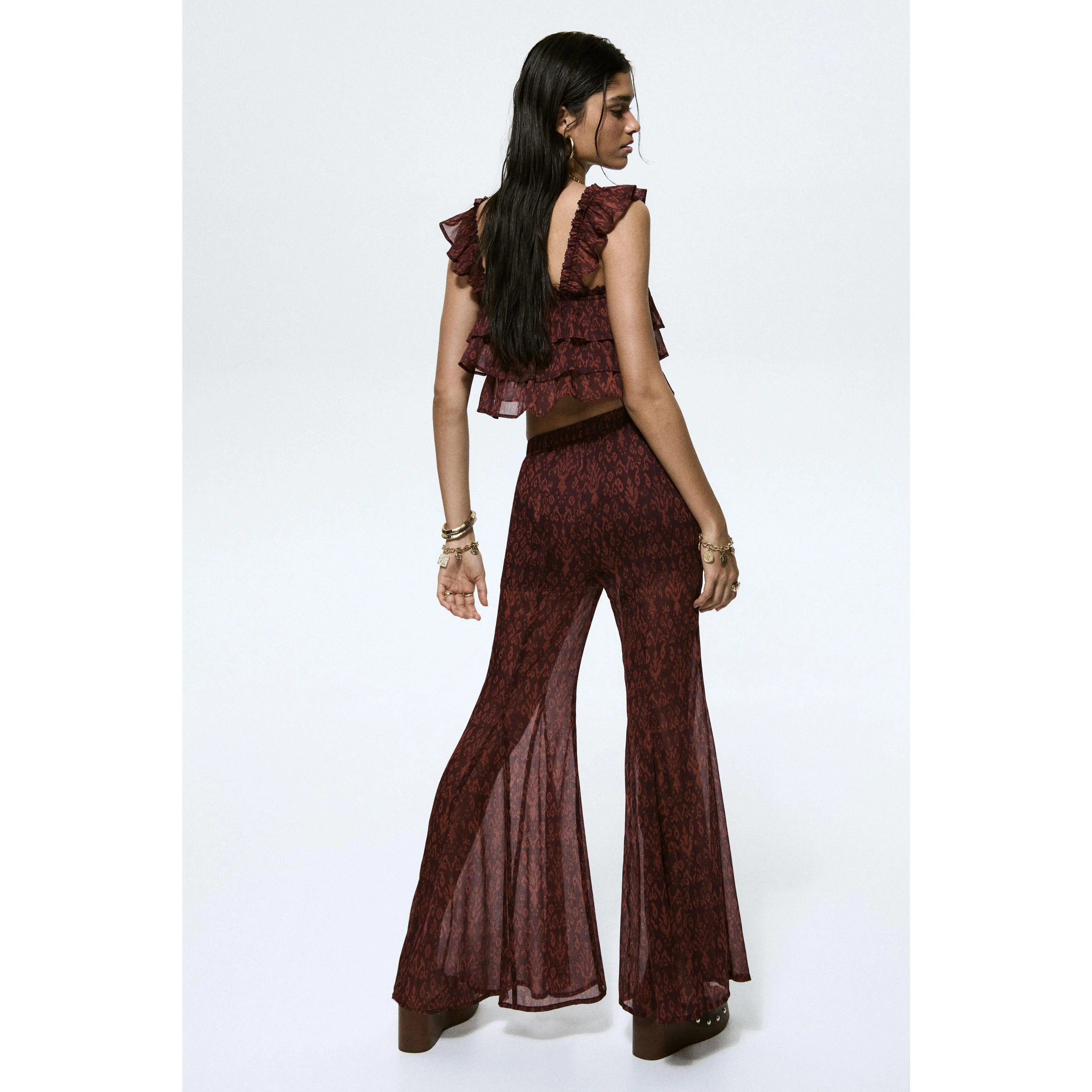 H&M Flared crinkled trousers