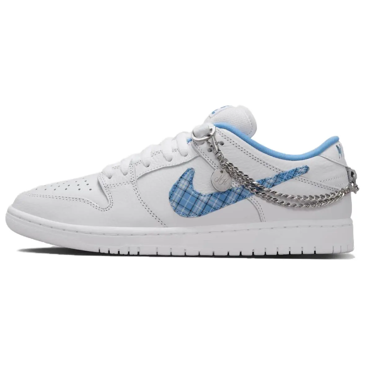 NIKE Nicole Hause x Dunk Low Pro SB 'White University Blue' Athletic Shoes - Fashionable Sports Shoes with Leather Upper, Plain Design, Grippy Sole, Lightweight Solid Rubber, Retro Look, True Size Fit for Sneaker Enthusiasts, Skateboard Wear