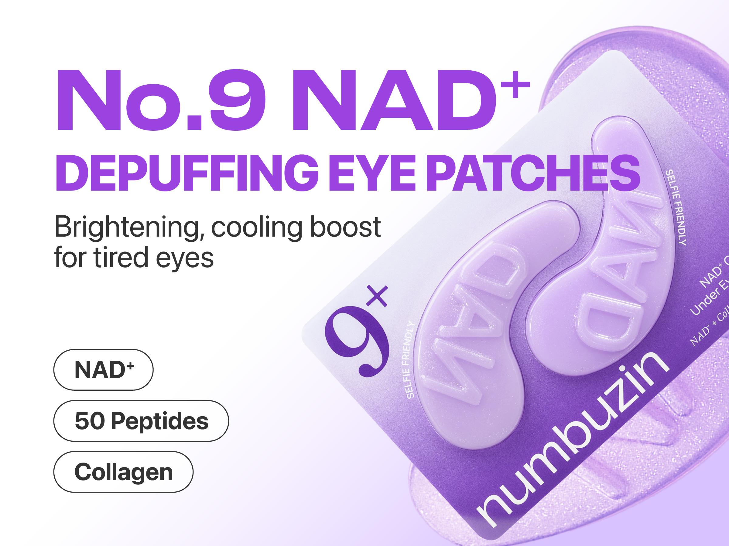 [numbuzin Official] No.9 NAD+ Eye Patches | NAD+ Collagen Under Eye Patches | Dark Circles, Cooling, Puffy Eyes, Eyebags, Wrinkles | Peptides, Caffeine, Niacinamide | Self Care, Gift | 5 Pairs, 10 Patches
