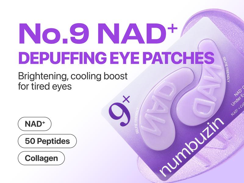 [numbuzin Official] No.9 NAD+ Eye Patches | NAD+ Collagen Under Eye Patches | Dark Circles, Cooling, Puffy Eyes, Eyebags, Wrinkles | Peptides, Caffeine, Niacinamide | Self Care, Gift | 5 Pairs, 10 Patches