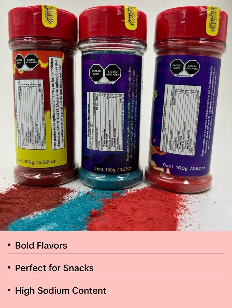 SPICEMASTERS: The Triple Heat Collection Snack Seasoning Original Flavor Spicy Chile Lime Complete Sazon All-Purpose Grilling Tex-Mex Chili Taco Traditional Mild Hot Authentic Mexican Shrimp and Bulk Single savory dish Salt Natural blue takis Extra viral