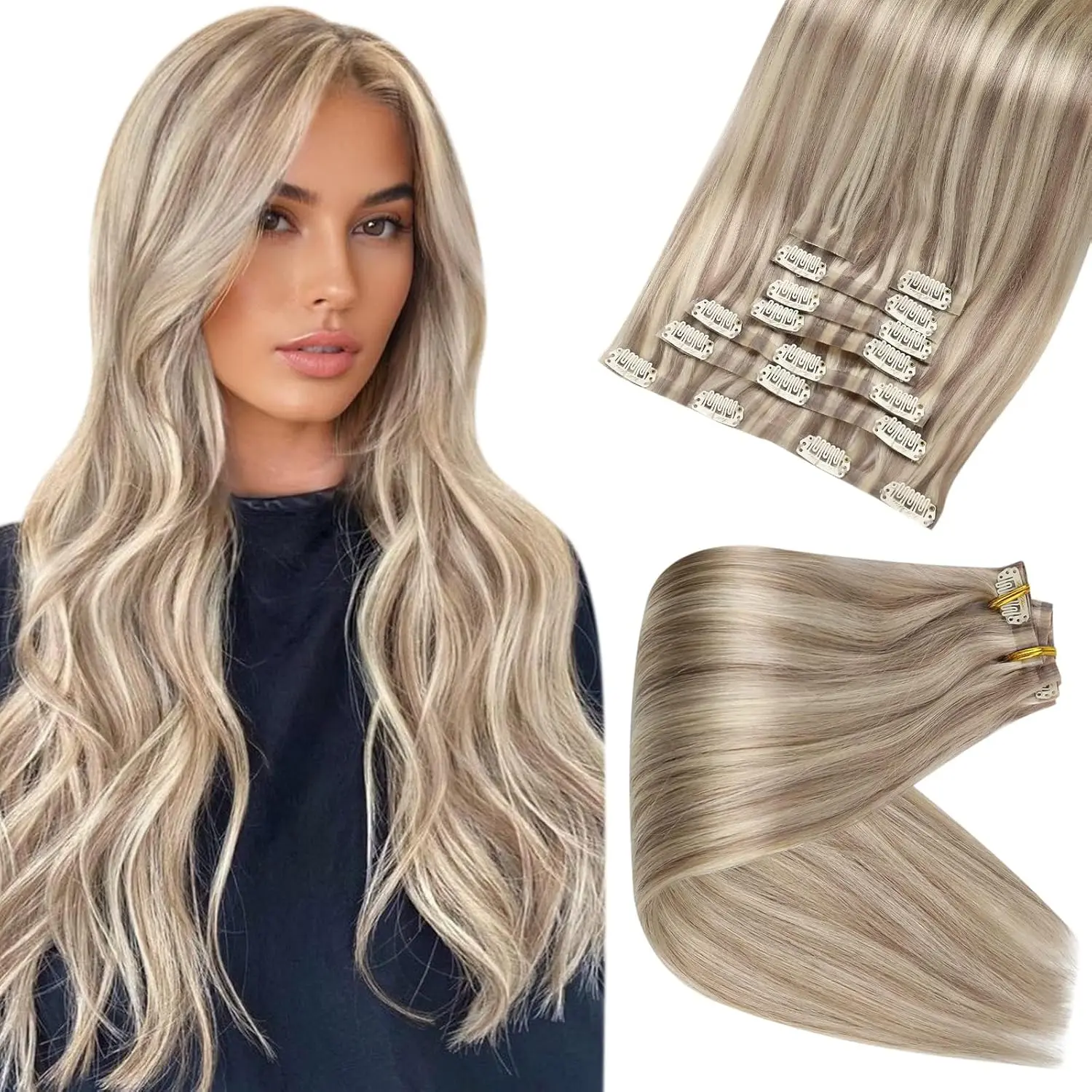 Full Shine Seamless Clip In Human Hair Extension Straight Hair 120g 8 Pcs Easy to Apply Natural Straight Remy glueless Hairpiece #sohochic #TikTokShopBackToSchool