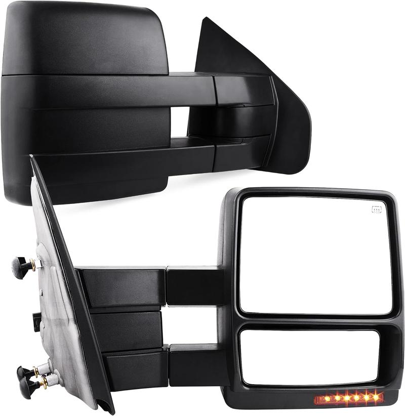 YITAMOTOR Towing Mirrors Car Accessories for Ford F150 Power Heated with LED Signal and Puddle Light Tow Mirrors (Pair set), Replacement for 2007-2014 Ford F150 Series Pickup
