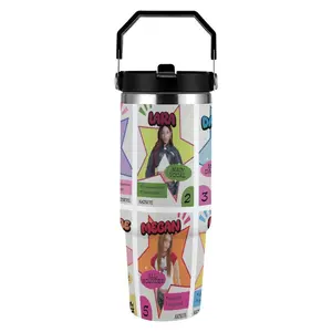 KATSEYE Member Profile Collage 30oz Insulated Tumbler K-Pop Fan Car Cup Leakproof Dual Lid Stainless Steel Vacuum Insulated for Concerts & Daily Commutes
