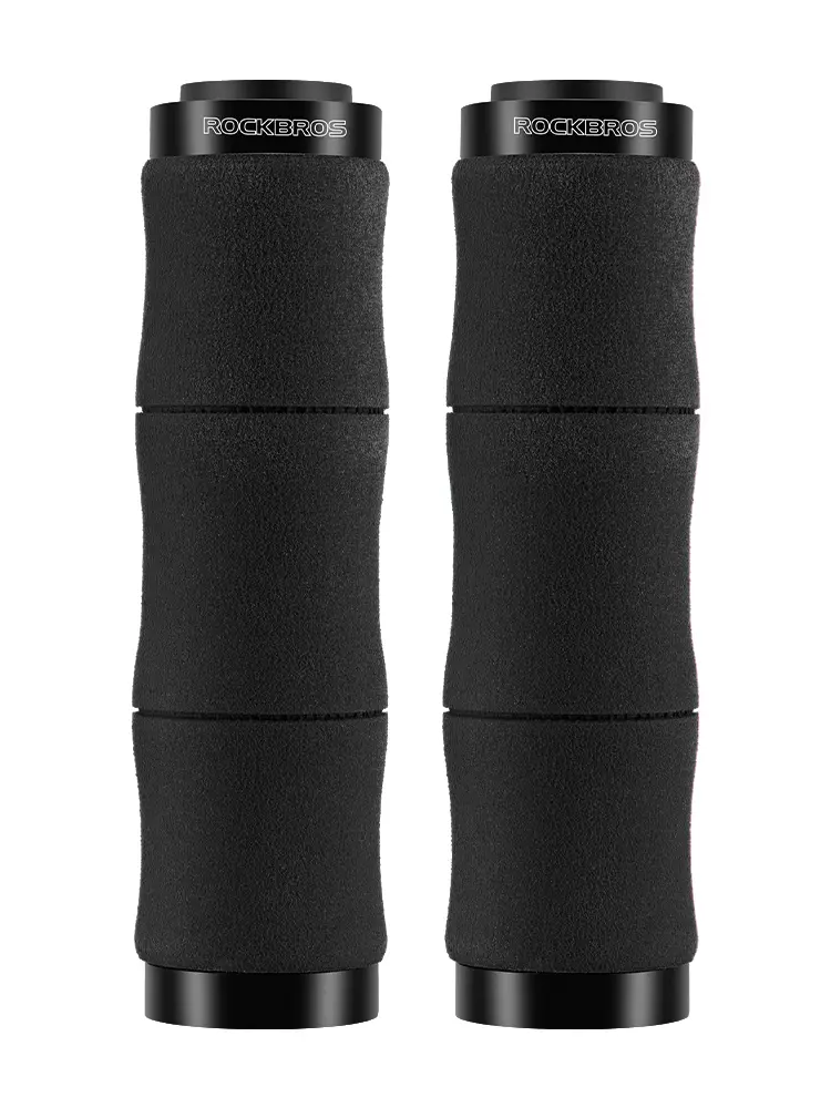 ROCKBROS Bike Grips Shock Absorption Foam Bike Handle Grips Soft Comfortable Non-Slip Double Locked on Mountain Bike Grips for BMX MTB Mountain Beach Cruiser Scooter E-Bike