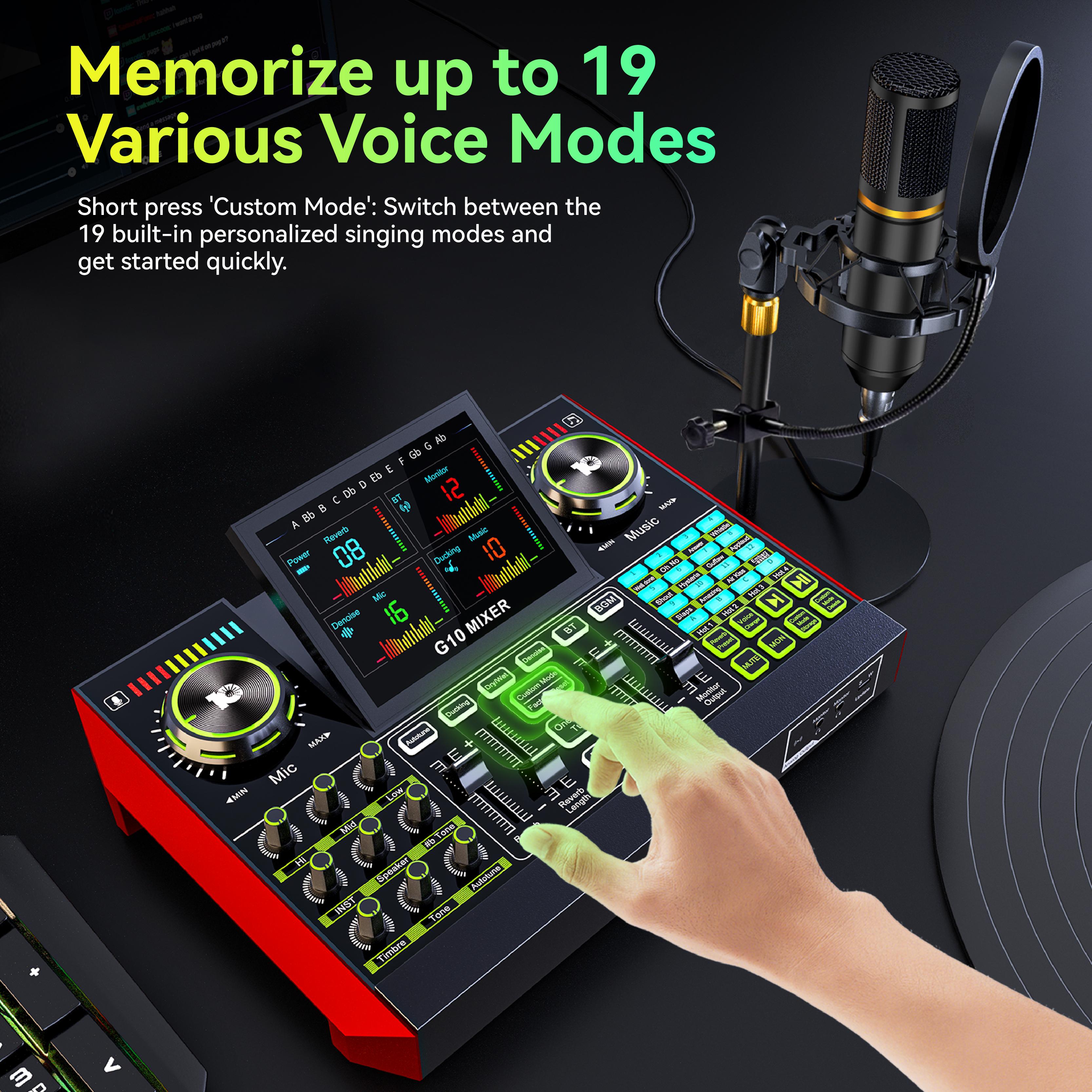 Tenlamp G10-BM800 sound card kit, podcast equipment with customizable sound effects, two-level noise reduction, computer audio mixing, condenser microphone, suitable for live streaming, gaming, podcasting Tenlamp G10-BM800 sound card kit, podcast equipment with customizable sound effects, two-level noise reduction, computer audio mixing, condenser microphone, suitable for live streaming, gaming, podcasting