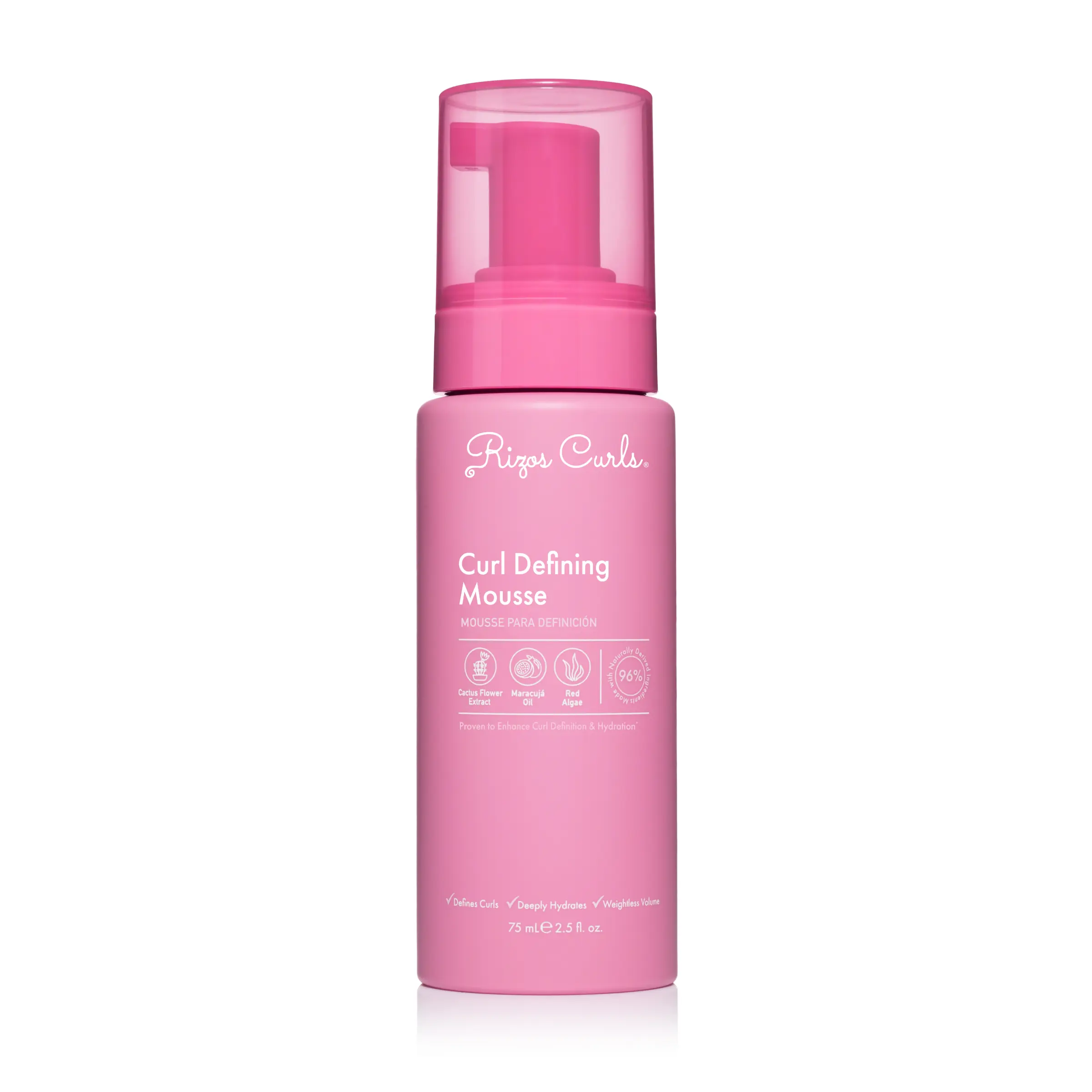 Rizos Curls Travel Size Curl Defining Mousse, lightweight foam, for hydrated, frizz-free curls