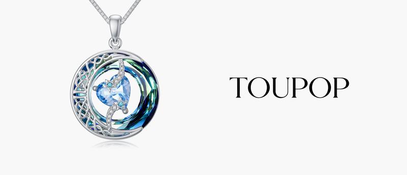 Moon Star Birthstone Pendant Necklace for Women | Chain 18'' 925 Sterling Silver Pendant with Created Blue Love Austrian Crystal | Hypoallergenic Jewelry Gift for Girlfriend,Mom, Wedding, Birthday, Anniversary Mother's Day | Eco-Friendly Luxury Jewelry