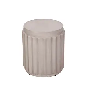 "Afterglow Round Travertine Look Accent Table, Earth Tone-Colored  "