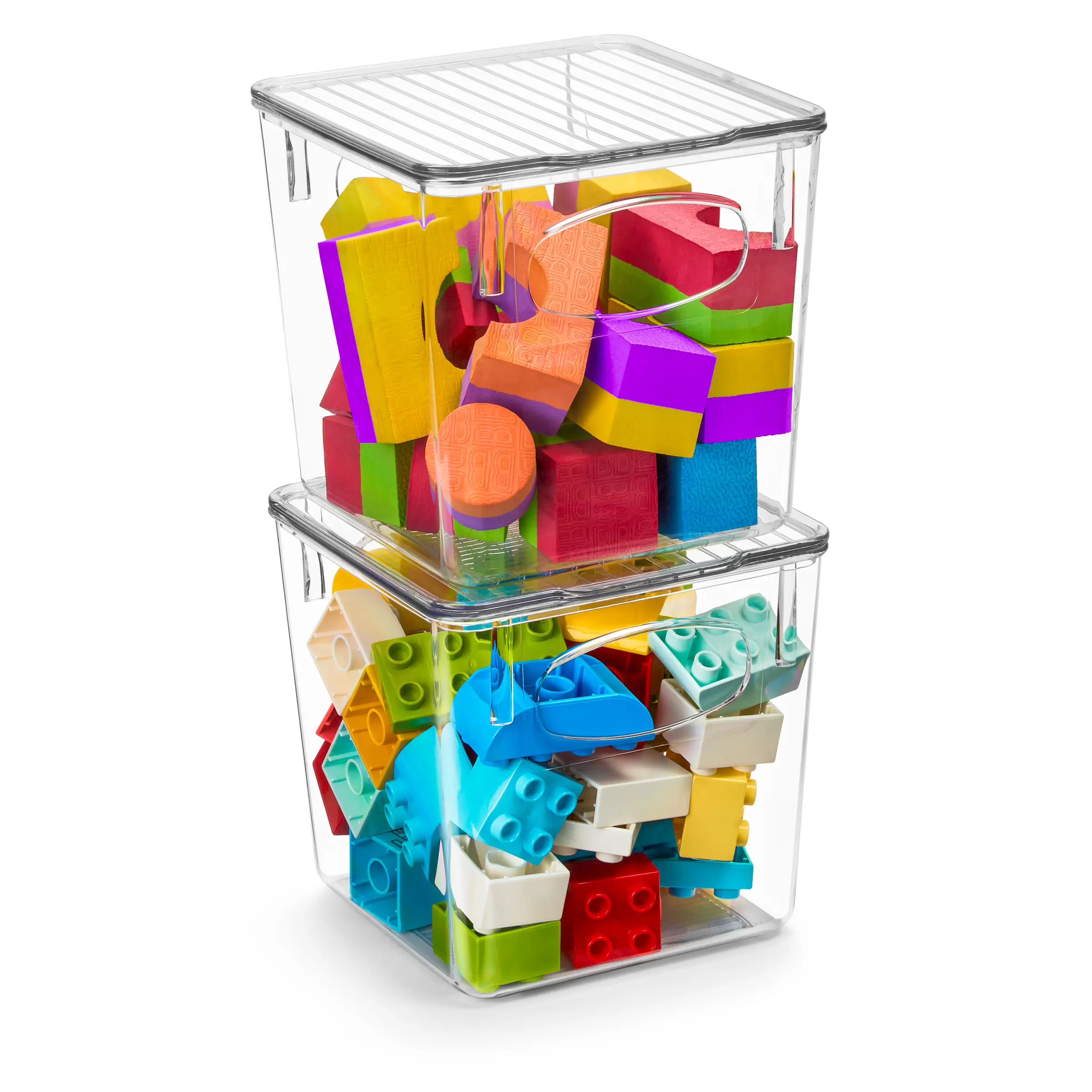 Sorbus Clear Small Plastic Storage Bins with Lids - Stackable Organizer for Toys, Clothes, Medicine, Makeup, Art and More - 2 Pack Boxes Container