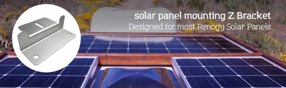Renogy Solar Panel Mounting Z Brackets Lightweight Aluminum Corrosion-Free Construction for RVs, Trailers, Boats, Yachts, Wall and Other Off Gird Roof Installation, one set of 4 Units,Gray