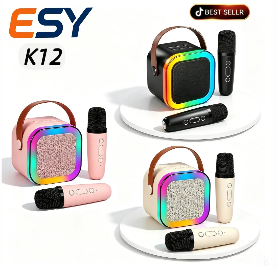 Multifunction Mini Karaoke Machine with 2 Wireless Microphones, USB/TF/AUX Sound System Speaker, Kids Toys Birthday Gifts for 4-12 Year Old Girls & Children, Family Gathering Audio Device,back to school,back to school haul