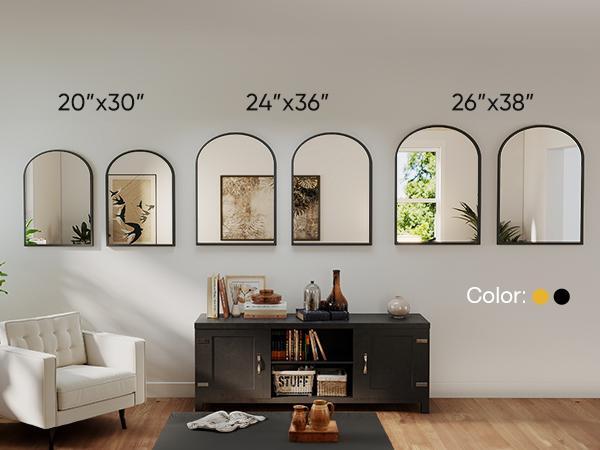 Bathroom Mirrors for Wall, Bathroom Mirrors for Over Sink, Metal Framed with HD Shatter-Proof Glass for Entryway, Living Room, Bedroom