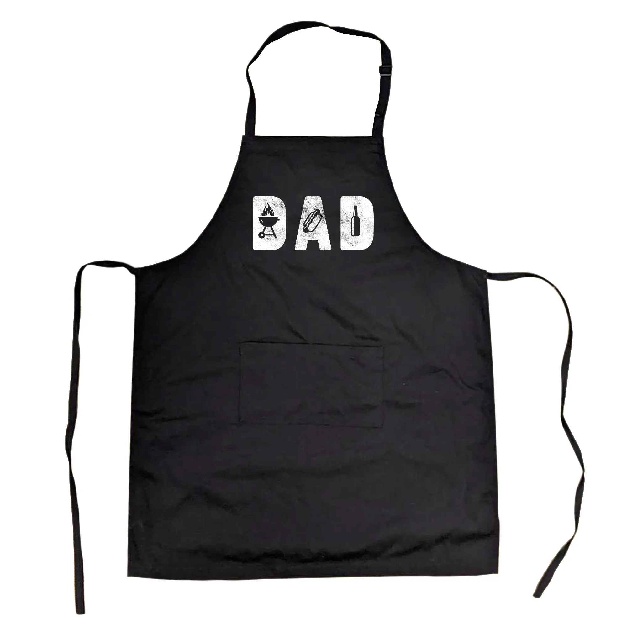Dad Grill Cookout Apron Funny Backyard Bar-B-Que Graphic Novelty Summer Kitchen Smock Funny Aprons Adjustable Household Items Graphic Print Dad Joke Grill Apparel Funny Food Cover Grilling Apparel for Men Black