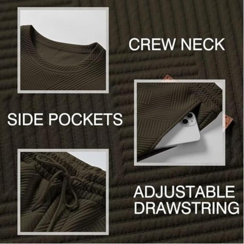 Men's 2 Piece Sweatsuits Outfits Casual Crewneck Jacquard Sweatshirt Joggers Set High Quality Fabric Classic Design for Fall Winter Spring Men's 2 Piece Sweatsuits Outfits Casual Crewneck Jacquard Sweatshirt Joggers Set High Quality Fabric Classic Design for Fall Winter Spring