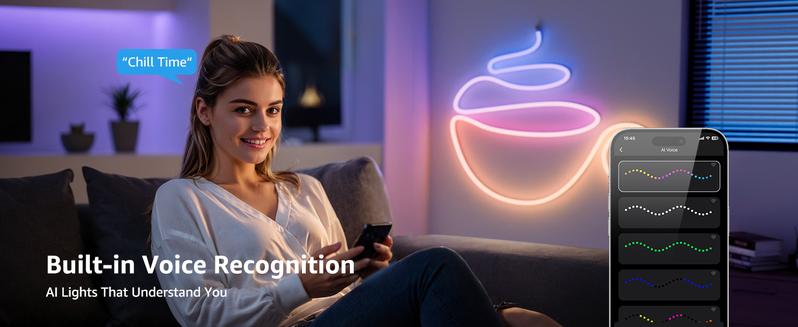 Lepro N1 AI Smart RGB Neon Rope Lights, Featuring LLM AI-Generated Lighting Effects, LightBeats Music Sync, Color Segment DIY Voice Control via App, Wi-Fi & Bluetooth Enabled for Christmas, Living Room and Bedroom Wall Decor -1