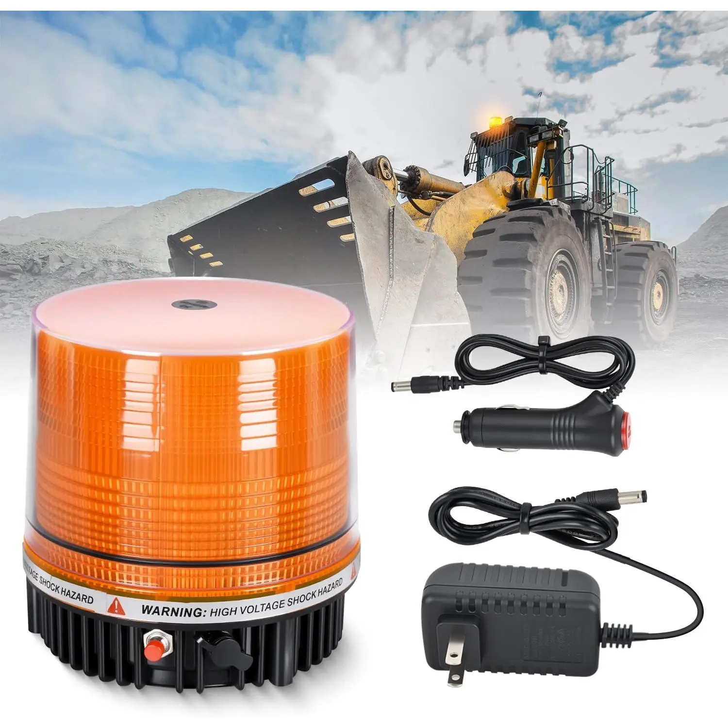 Nilight 18-LED Amber Magnetic Beacon Light - Wireless Rotating, Battery-Powered Outdoor Work Safety Strobe with ABS-Polycarbonate-Metal Build, Home Charger, 360° Coverage Lens, 50000-Hour Lifespan, DC Power Compatible for Construction Vehicles, Tractors,