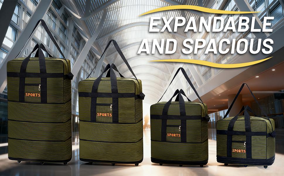 JZBWQY 100L Travel Bag with 360° Universal Wheels - Expandable & Foldable Lightweight Suitcase for Moving & Weekend Getaways