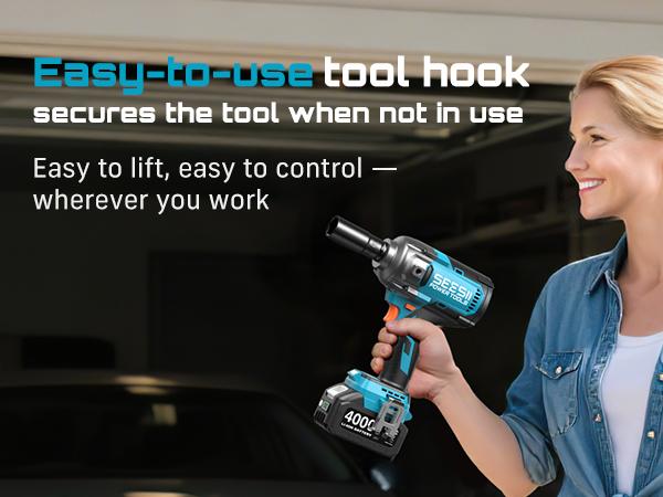 SEESII Upgraded Electric Impact Wrench w/ Detachable Handle - 1180 Ft-lbs (1600 N·m) 1/2" High-Torque, 21V Cordless + 2x 4.0Ah Batteries | for Car/Truck/Mower/Industrial Tasks, Black Friday Deals