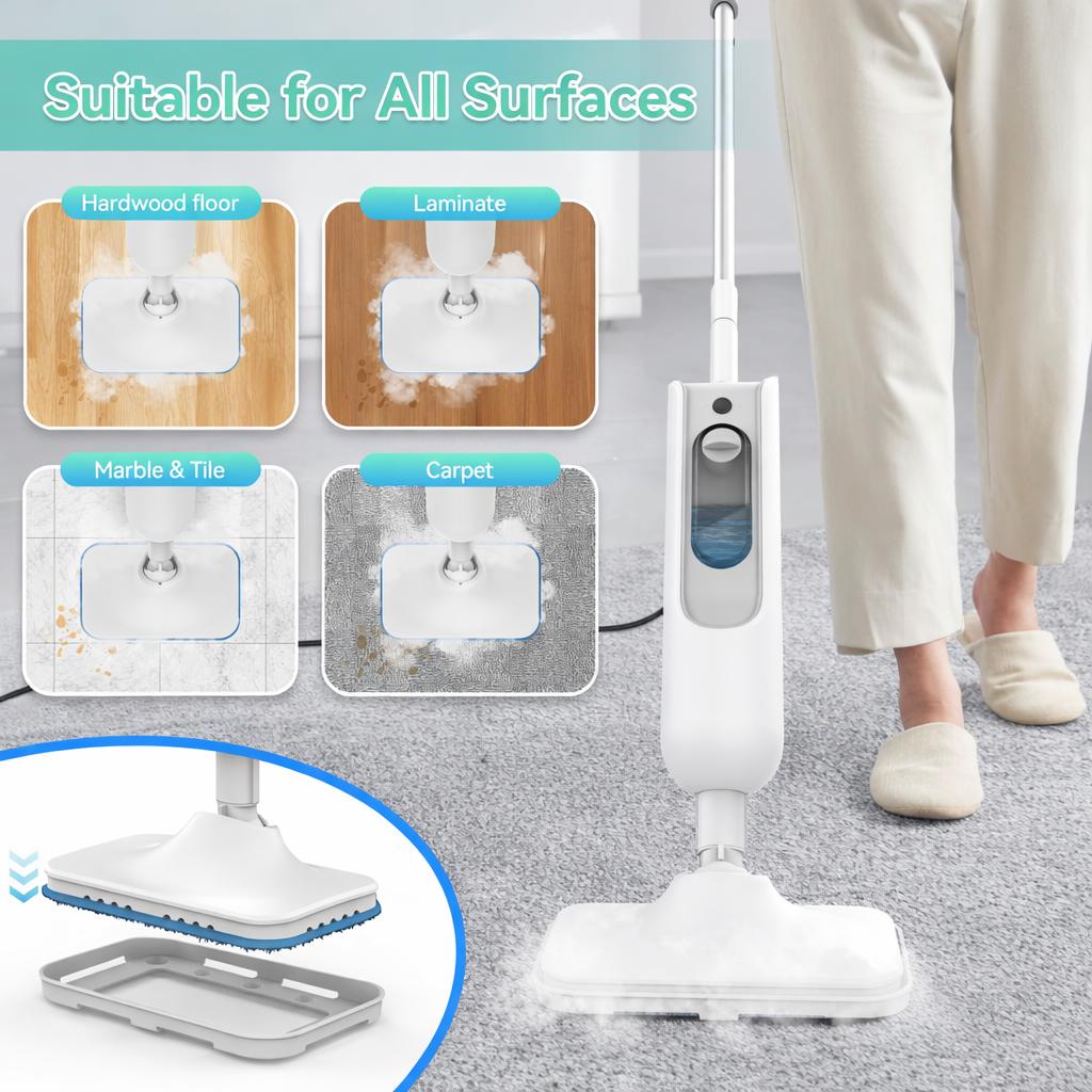 [FebFaves]10-in-1 Portable Handheld Steam Mop Cleaner, 212℉ High-Temperature Cleaning and Sanitizing Household Mop for Floors, Tiles, Walls, Glass, and Stubborn Grease.