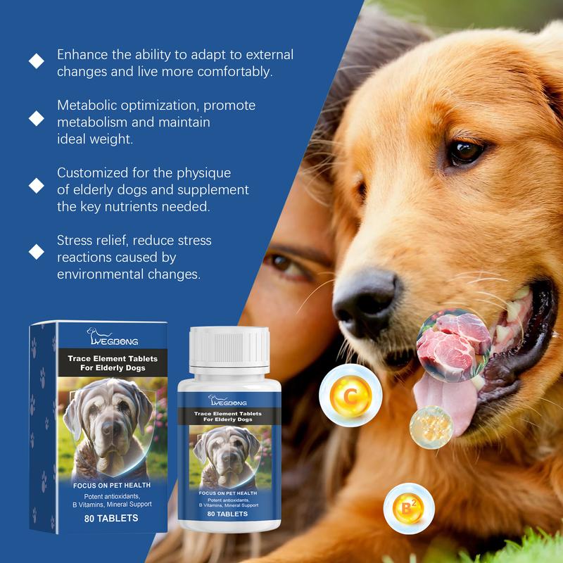 Senior  Elemental Minerals Tablets - Promotes Nervous System Health and Enhances Overall Well-being - Calcium Supplement for Senior Dogs - Calcium Tablets for Senior Dogslitter pellets, spray, litter tray, litter box, removal