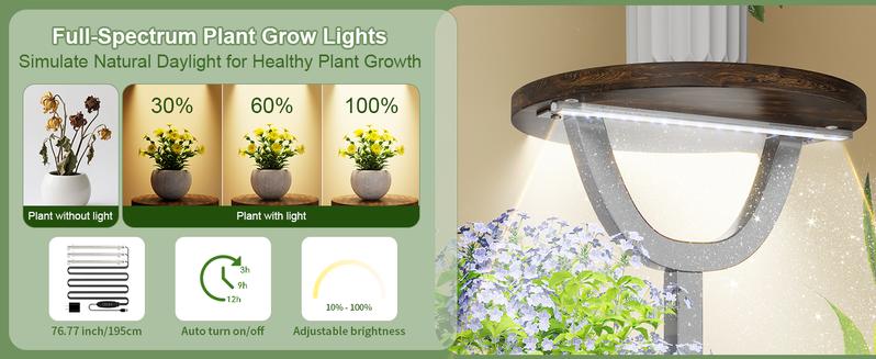 Plant Stand Indoor with Grow Light Corner Shelf for Living Room & Balcony Modern Design Sturdy Structure Perfect for Small Plants & Greenery