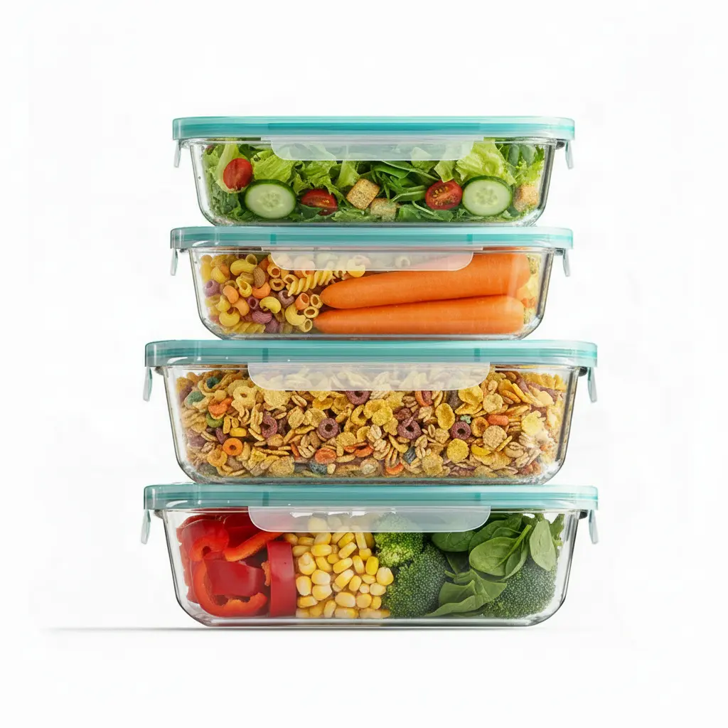 【AREL】 4-Piece Glass Food Storage Container Set, Meal Prep Containers with Glass Bowls, Suitable for Office Lunch & Cold Food Storage