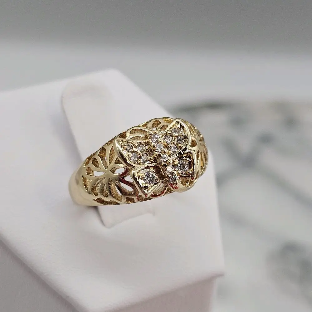 (R59)14k gold plated ring butterfly only size #6