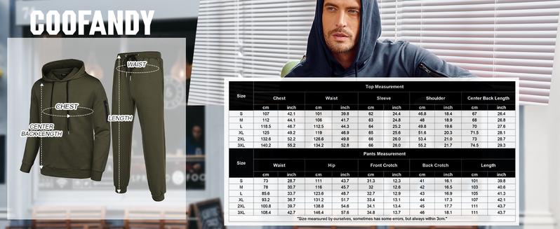 COOFANDY Thin Men's Tracksuit 2 Pack Hooded Athletic Sweatsuits Casual Running Jogging Sport Suit Sets(runs small)