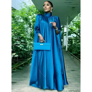 Plus Size Dress Women's New Party Gown Dress Middle Eastern Robe Stand Collar Cover-up Vacation Fashion Large Hem Long Dress