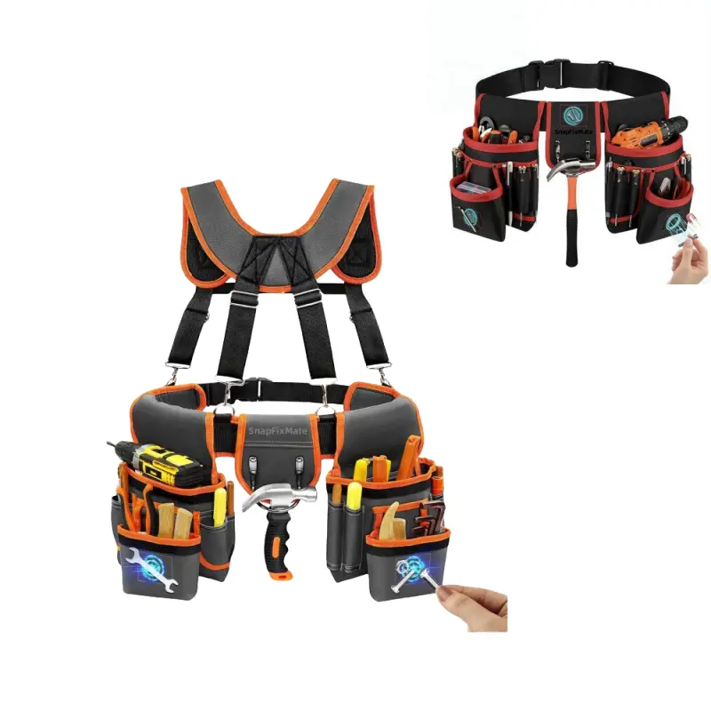 26-pockets Tool Belt, 1 Count Magnetic Tool Pouch, Garage Tool Organizer, Detachable & Adjustable Repair Tool Pouch Bag for Electrician, Carpenter, Construction, Work Apron, Portable Utility Storage Bag, Industrial Toolkit Pouches, Sling Tool Bag fathersd