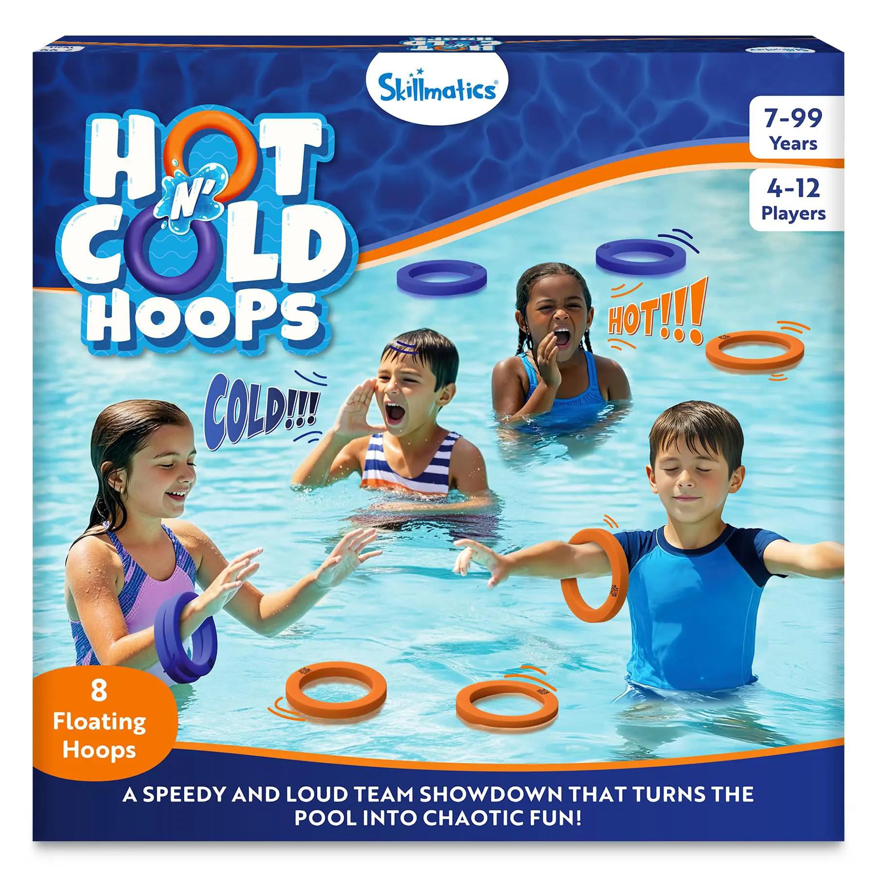 Skillmatics Pool Game – Hot ’N’ Cold Hoops, Fun Team Swimming Pool Toy for Kids, High-Energy Summer Game for Boys & Girls Ages 7, 8, 9, 10, 11 & Up, 4-12 Players, 8 Floating Hoops
