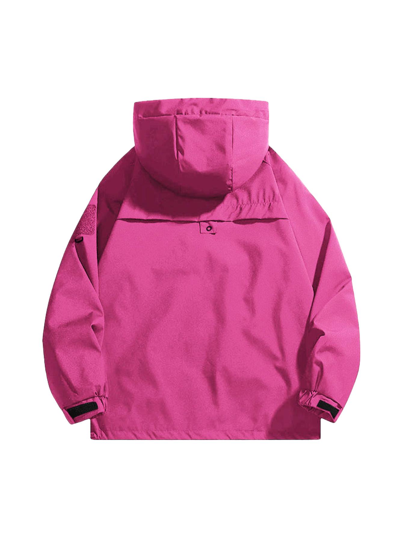 CCCMAI Men's Windbreaker Jacket with Hood Zippered Pockets & Adjustable Drawstrings Regular Fit Spring Fall Outdoor Workwear for Hiking Camping Casual Wear Hiking Gear Functional Design Durable Fabric