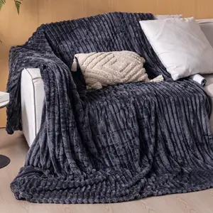 Faux Rabbit Fur Flannel Blanket Solid Color Cozy Throw Soft Touch Lightweight Blanket for Sofa Bed Bedroom Office Travel – Decorative Gift for Family & Friends