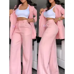 Autumn fashion women's suit jacket and pants two-piece elegant suit women's comfortable basic fluorescent yellow minimalist short style matching suit spring break suit denim two-piece set women's two-piece set crazy suit clothes