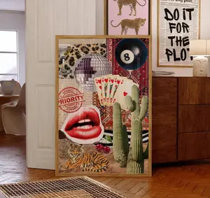 Cool Girl Aesthetic Collage Wall Art, Eight Ball Disco Poster, Vintage 70s Printable Decor, Martini Cowboy Art Print