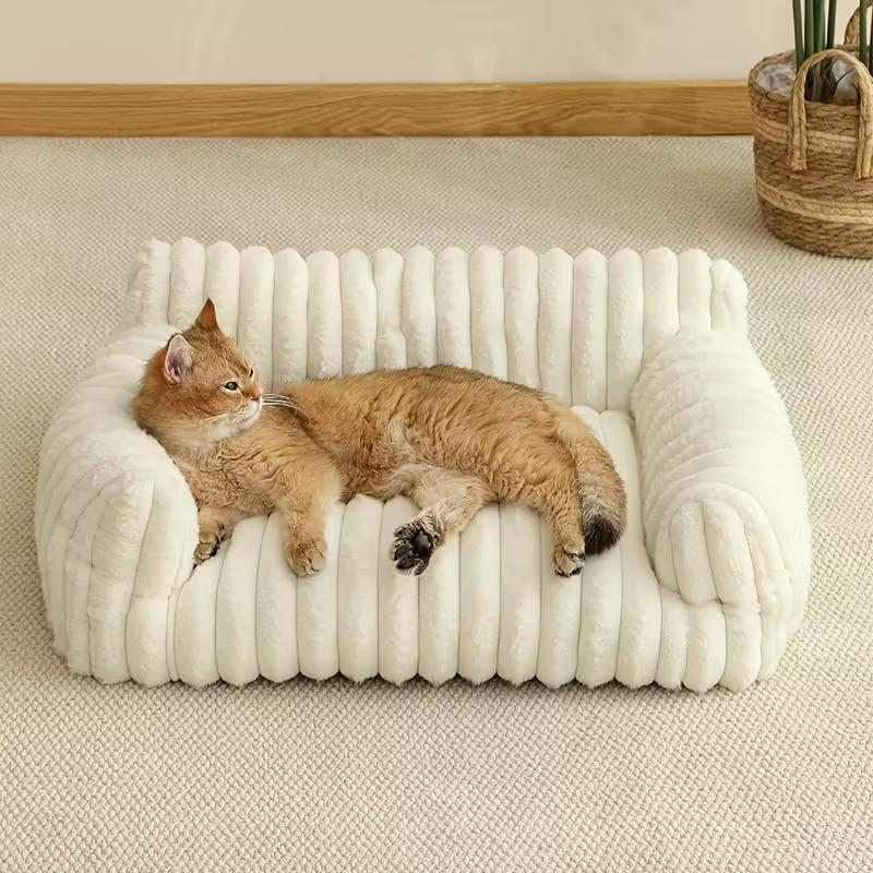 Cute Cat Couch for Pets - Fluffy Dog Bed Small Medium Size Dog with Premium Soft Corduroy Fleece, Pet Sofa with Removable Washable Cover, Supportive Couch Bed for Small Dogs, Four-Season Sleeping Basket Style Cat Bed, Shaped Beds Cute Cat Couch for Pets - Fluffy Dog Bed Small Medium Size Dog with Premium Soft Corduroy Fleece, Pet Sofa with Removable Washable Cover, Supportive Couch Bed for Small Dogs, Four-Season Sleeping Basket Style Cat Bed, Shaped Beds