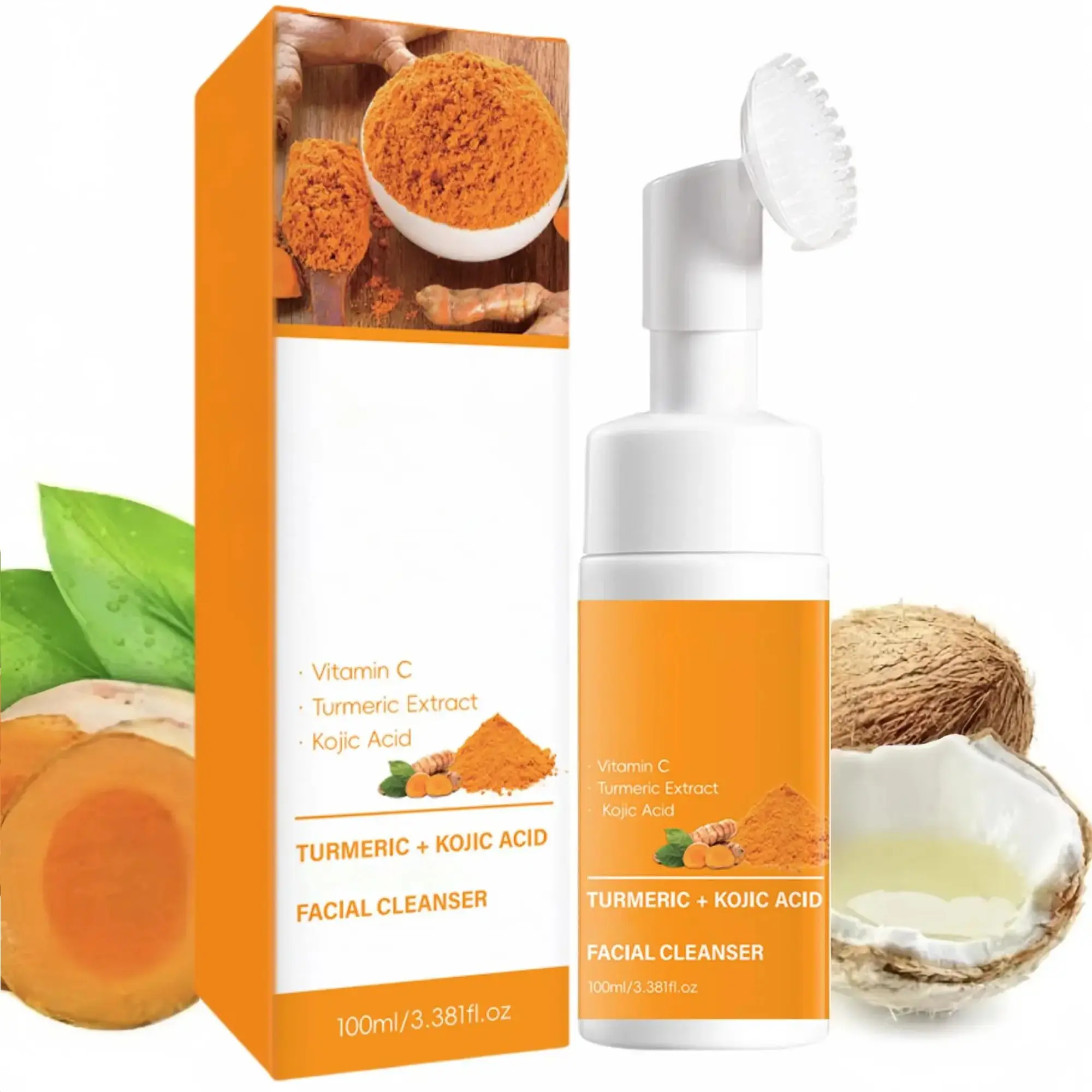 Turmeric Mousse Cleanser, Kojic Acid Turmeric, Deep Cleansing & Nourishing Skin Foam Cleanser, Foaming Cleanser, Facial Cleanser for Women & Men All Skin Types, Turmeric Face Wash, Skin Facial Cleaning Products
