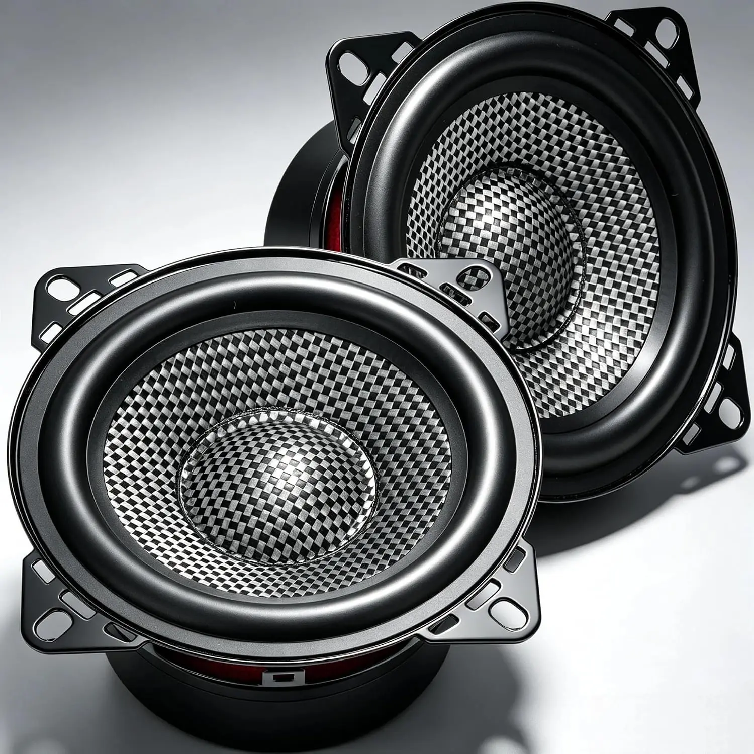 2-Pack 4in Car Stereo Component Speakers - Carbon Fiber Cone, 600W, 4 Ohm, Mid-Bass Focus, High Sensitivity, Deep Bass, High-End Auto Upgrade, Easy Install, Fits Most Vehicles, DIY Use