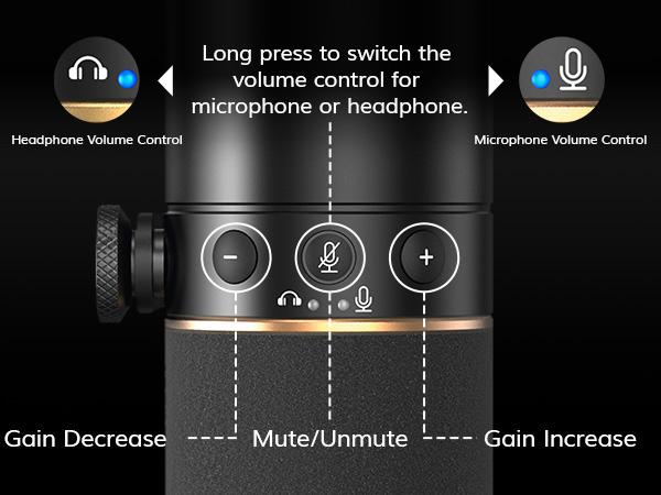 TONOR TD510 Dynamic Microphone, USB/XLR PC Microphone for Podcast, Recording, Live Streaming & Gaming, with Quick Mute, Headphone Output