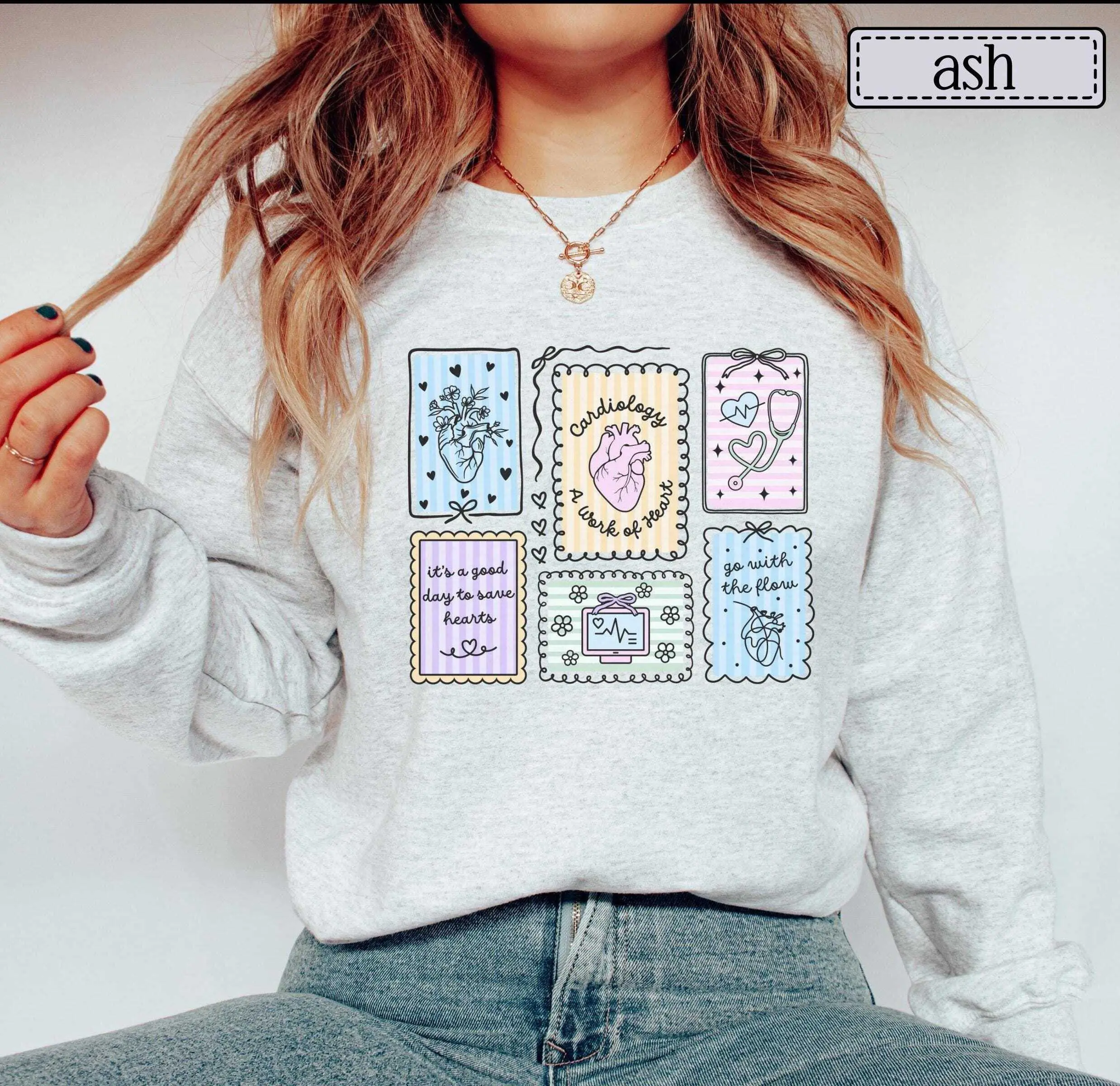 Cardiology Sweatshirt • Cardiac Nurse Stamp Work Sweater • Cardiovascular Tech Crewneck • Cardiology Gifts • Cardiologist Gift • CVICU Nurse