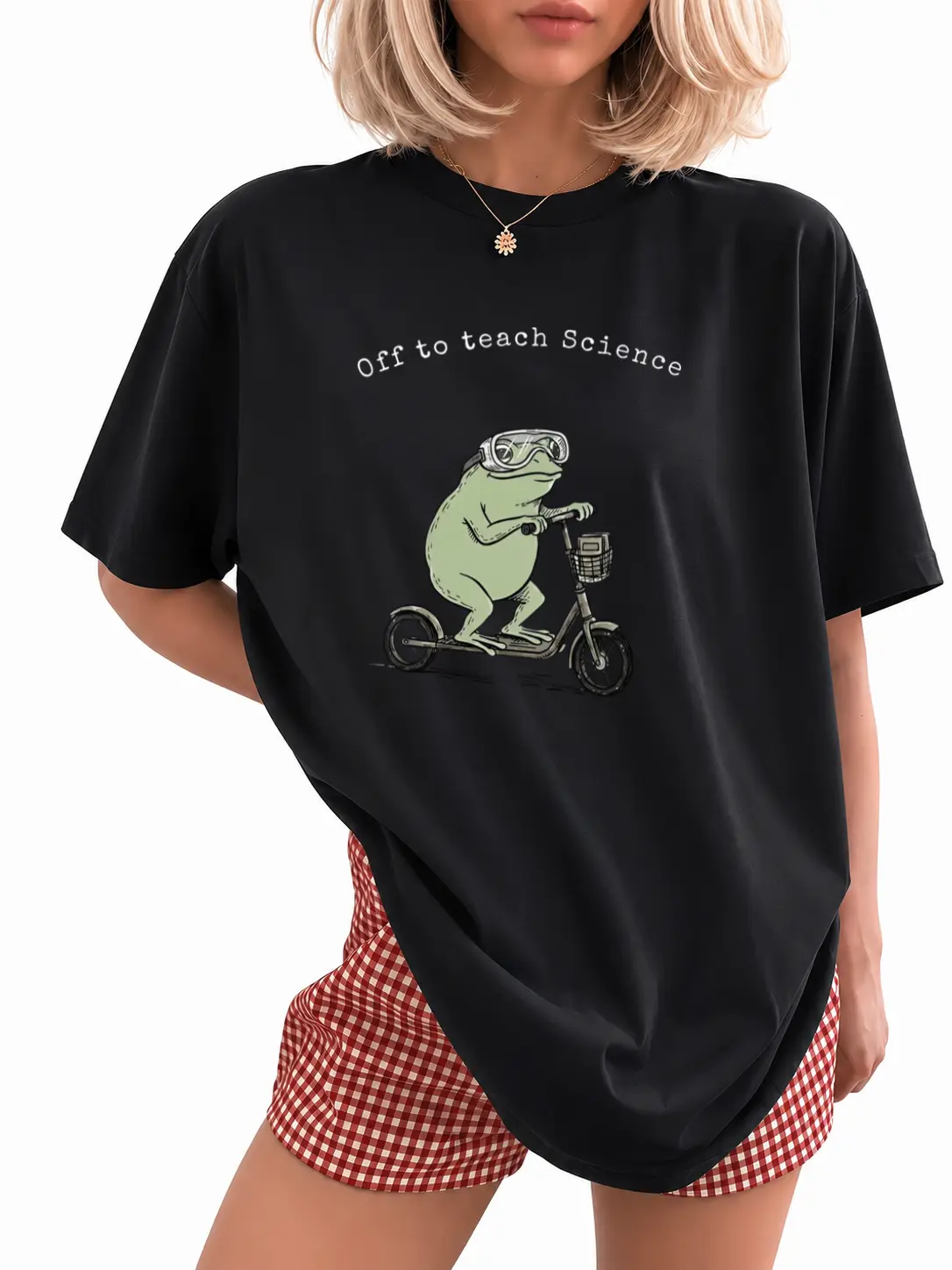 Science Teacher T-Shirt, Funny Frog Off to Teach Science Graphic Tee, Back to School Teacher Shirt, Classroom Science Apparel, Teacher Appreciation Gift for Women