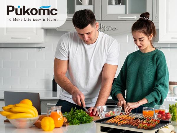 Pukomc Electric Smokeless Indoor Grill Yellow 1500W Non-Stick Cooking Removable Plate with 3 Mini Raclette Pans, Dishwasher Safe Hot Dogs Steak Pukomc Electric Smokeless Indoor Grill Yellow 1500W Non-Stick Cooking Removable Plate with 3 Mini Raclette Pans, Dishwasher Safe Hot Dogs Steak