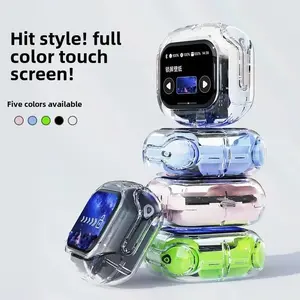 LCD Color Screen Wireless Bluetooth Earphones AirMax Touchscreen Display Transparent Exquisite Design Long Battery Life Noise Cancelling Suitable for Office Sports Studying Voice Calls Built-in Microphone Case