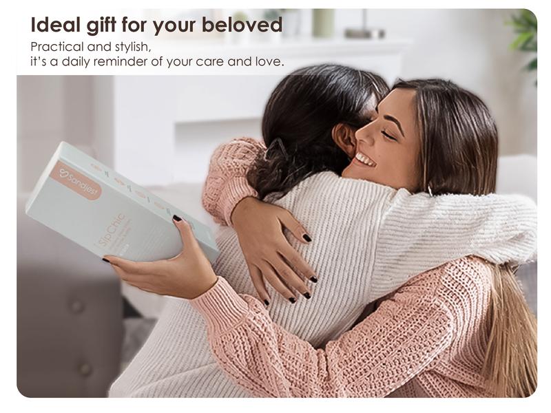 Sandjest SipChic 32oz Sports Water Bottle with Flip Straw & Handle, Portable Insulated Stainless Steel Leak Proof, Travel Gym Mom Nurse Christmas Gift