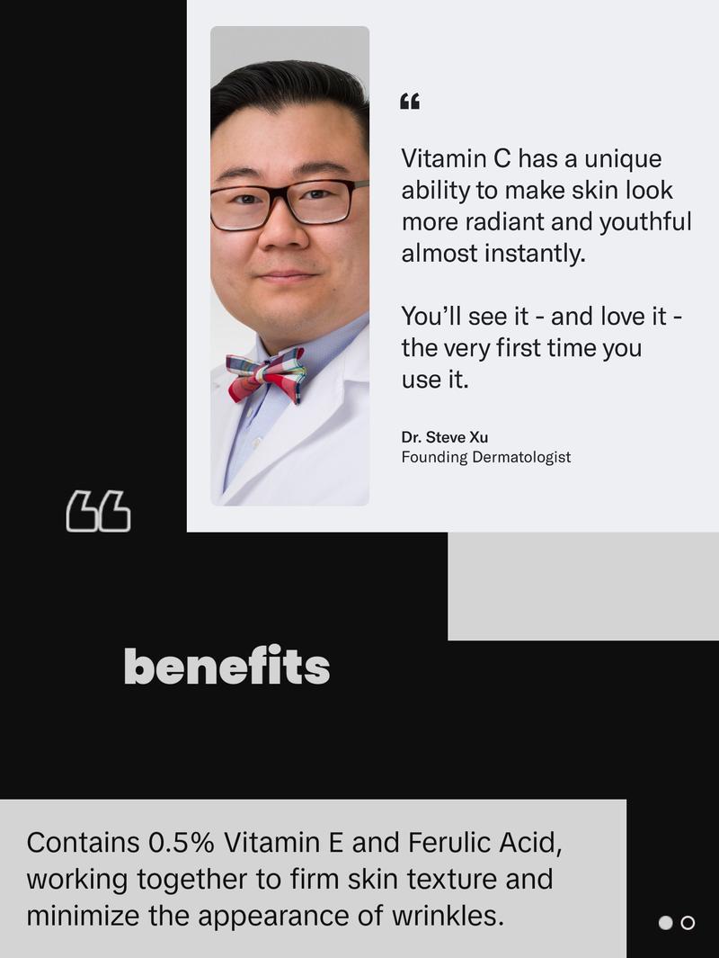 Geologie Vitamin C+E Ferulic Acid Face Serum | Brightening & Firming Anti-Aging Gel Formula | 5% Stabilized Vitamin C + 0.5% Vitamin E + Ferulic Acid